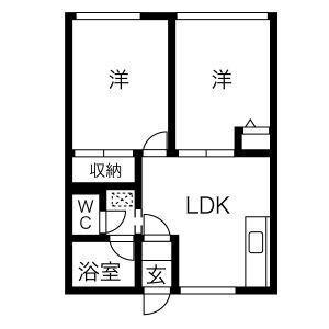 バンクリバー(2DK/2階)の間取り写真
