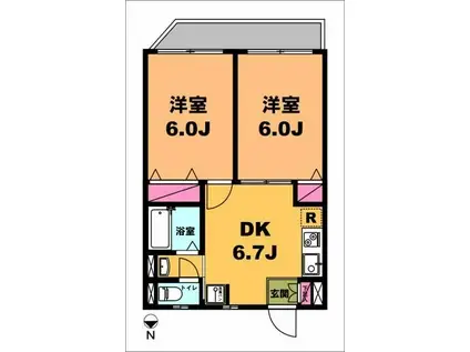 月村マンションNO22(2DK/1階)の間取り写真