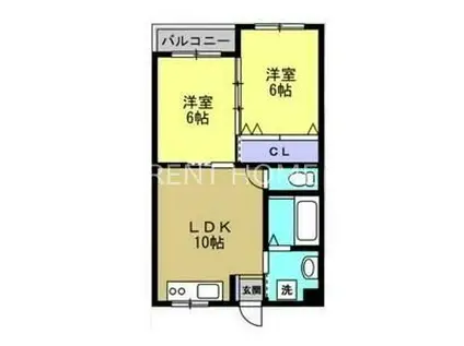 マンション藤(2LDK/3階)の間取り写真