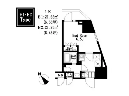レジディア大森III(1K/14階)の間取り写真