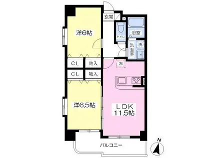 アンセムコート(2LDK/2階)の間取り写真