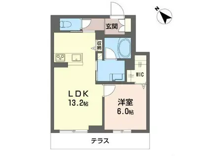 アベニールテラス浦和美園(1LDK/1階)の間取り写真