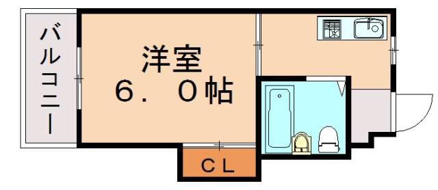 スカイハイツ新飯塚(1K/3階)の間取り写真