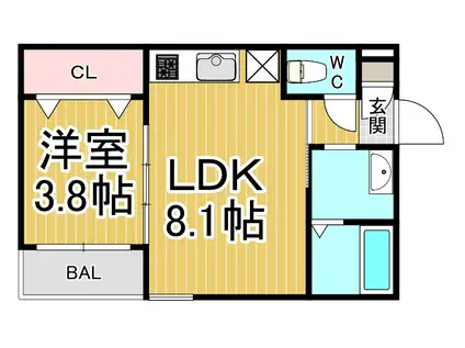 ココングランジュール西宮中須佐町(1LDK/3階)の間取り写真