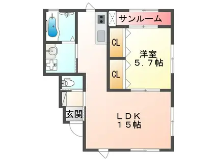 LUNE BLEU(1LDK/1階)の間取り写真