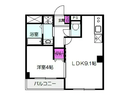 ラビュール大日(1LDK/1階)の間取り写真