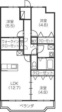 クレアール(3LDK/3階)の間取り写真