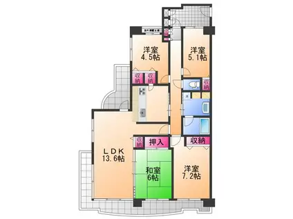 ルネヒューマンガーデン和泉(4LDK/5階)の間取り写真