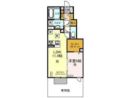 ラビアンローズ三木(1LDK/1階)の間取り写真