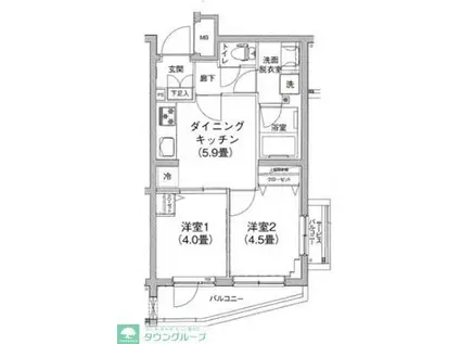 アイルグランデ向島(2DK/3階)の間取り写真