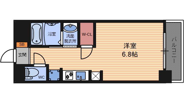 アークアベニュー梅田北(1K/2階)の間取り写真