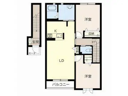 フェリア山崎(2LDK/2階)の間取り写真