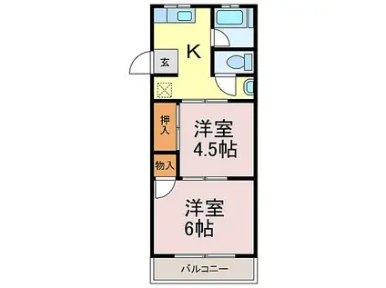 K&EハイツI(2K/1階)の間取り写真