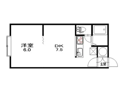 パークアベニューII(1DK/2階)の間取り写真