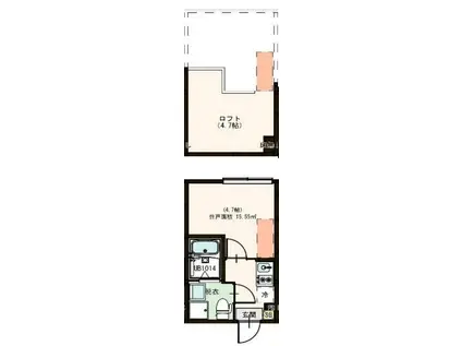 ハーモニーテラス東大泉II(ワンルーム/2階)の間取り写真