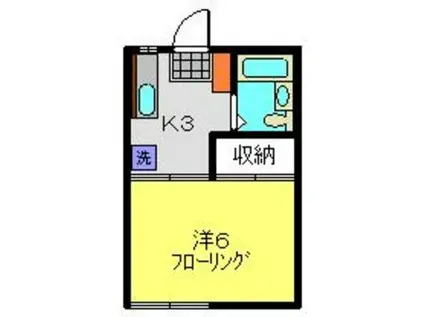 齊藤ハイツB(1K/2階)の間取り写真