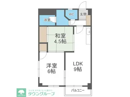 シャトレ南公園(2LDK/6階)の間取り写真