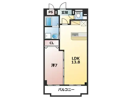 フリューリング(1LDK/3階)の間取り写真