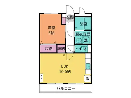 ソレイユ堀川(1LDK/1階)の間取り写真