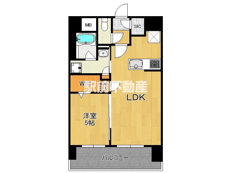 ブランシエスタ千早RJR(1LDK/12階)の間取り写真