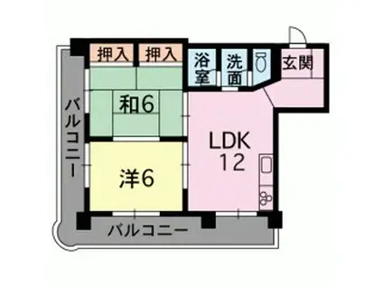 コーポ丸岡(2LDK/2階)の間取り写真