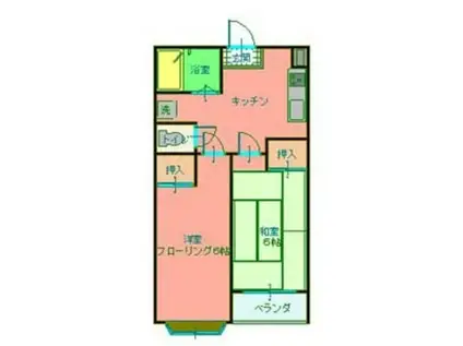 富山地鉄本線 越中荏原駅 徒歩8分 2階建 築31年(2DK/2階)の間取り写真