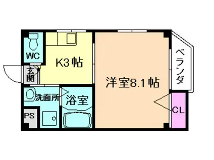 ヴェル・カーサ(1K/4階)の間取り写真