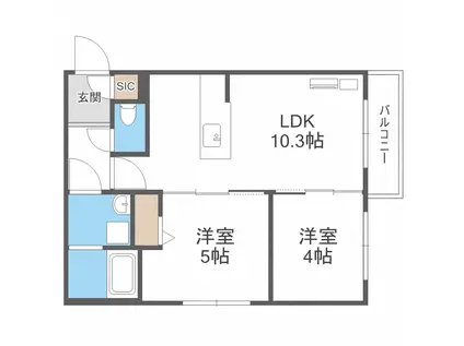 GRACECORT(2LDK/3階)の間取り写真