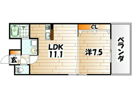 NO.65クロッシングタワーORIENT.BLD(1LDK/14階)の間取り写真