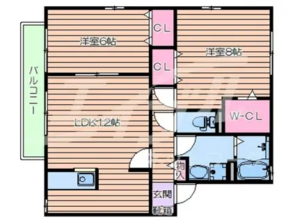ディアフラッツ(2LDK/2階)の間取り写真