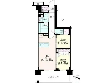 パレステージ茅ヶ崎II(2LDK/8階)の間取り写真