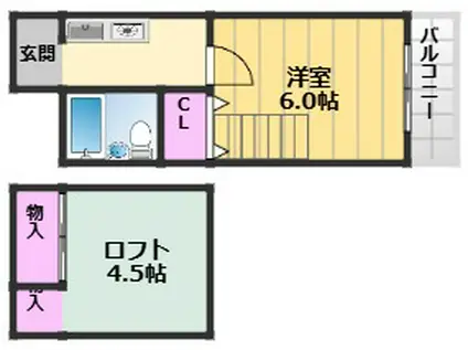 ロイヤル和泉PARTⅡ(1K/3階)の間取り写真