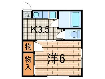古田ハイツ(1K/2階)の間取り写真
