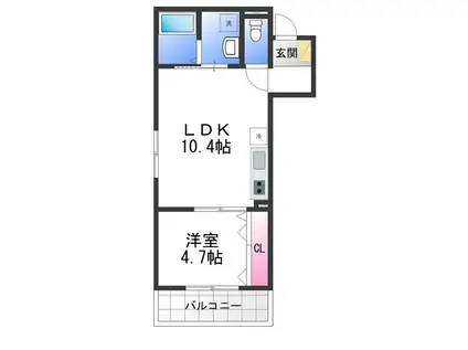 FSTYLE羽衣2号棟(1LDK/2階)の間取り写真