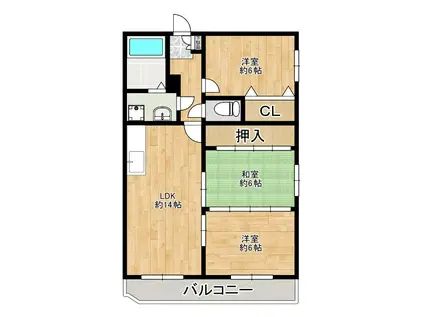 ハイグレード川辺II(3LDK/2階)の間取り写真