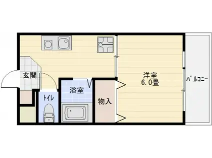 JPアパートメント柏原(1K/3階)の間取り写真