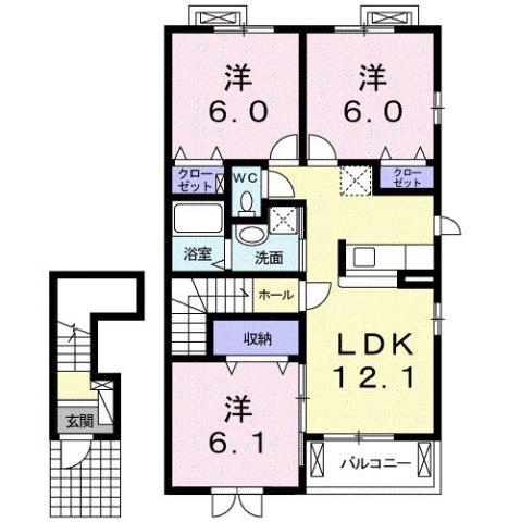 グラース(3LDK/2階)の間取り写真