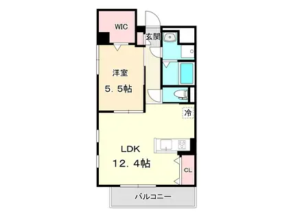 メゾンピエール上浜(1LDK/6階)の間取り写真