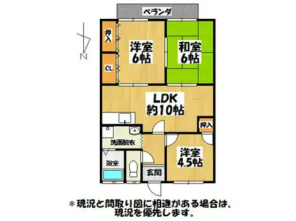 ジョイフル田隈(3LDK/2階)の間取り写真