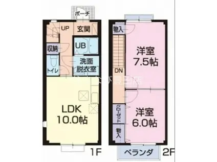 ボナールハイムA(2LDK/1階)の間取り写真