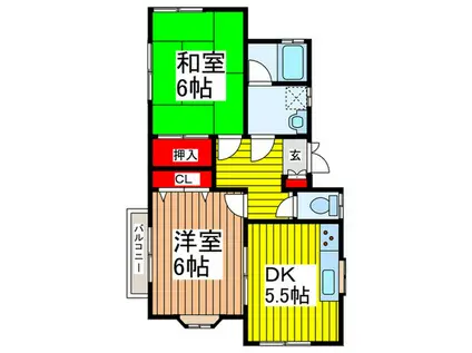 カトレアコーポ(2DK/2階)の間取り写真