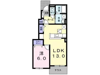 ラ フォリア(1LDK/1階)の間取り写真