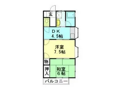 ハイツ牧野(2DK/1階)の間取り写真