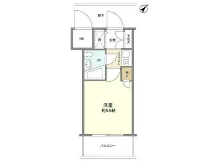 ダイアパレス鷺沼I(1K/2階)の間取り写真