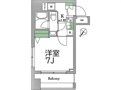 リクレイシア西横浜(1K/11階)の間取り写真