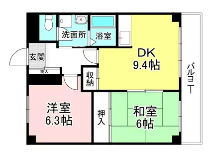 サウスビレッジ(2DK/1階)の間取り写真