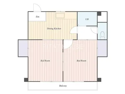 くいーんはいむやわた(2DK/2階)の間取り写真