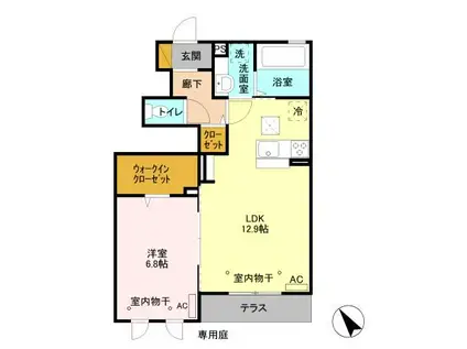 プランドールタウン若木 A(1LDK/1階)の間取り写真