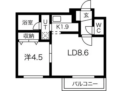 グラシアス円山(1LDK/2階)の間取り写真