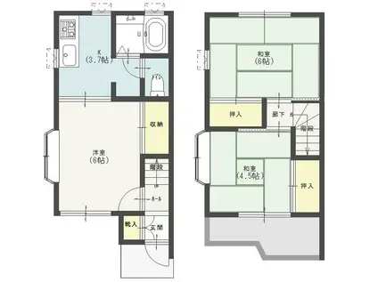 ダイワハイツ梅郷 D棟(3K/1階)の間取り写真